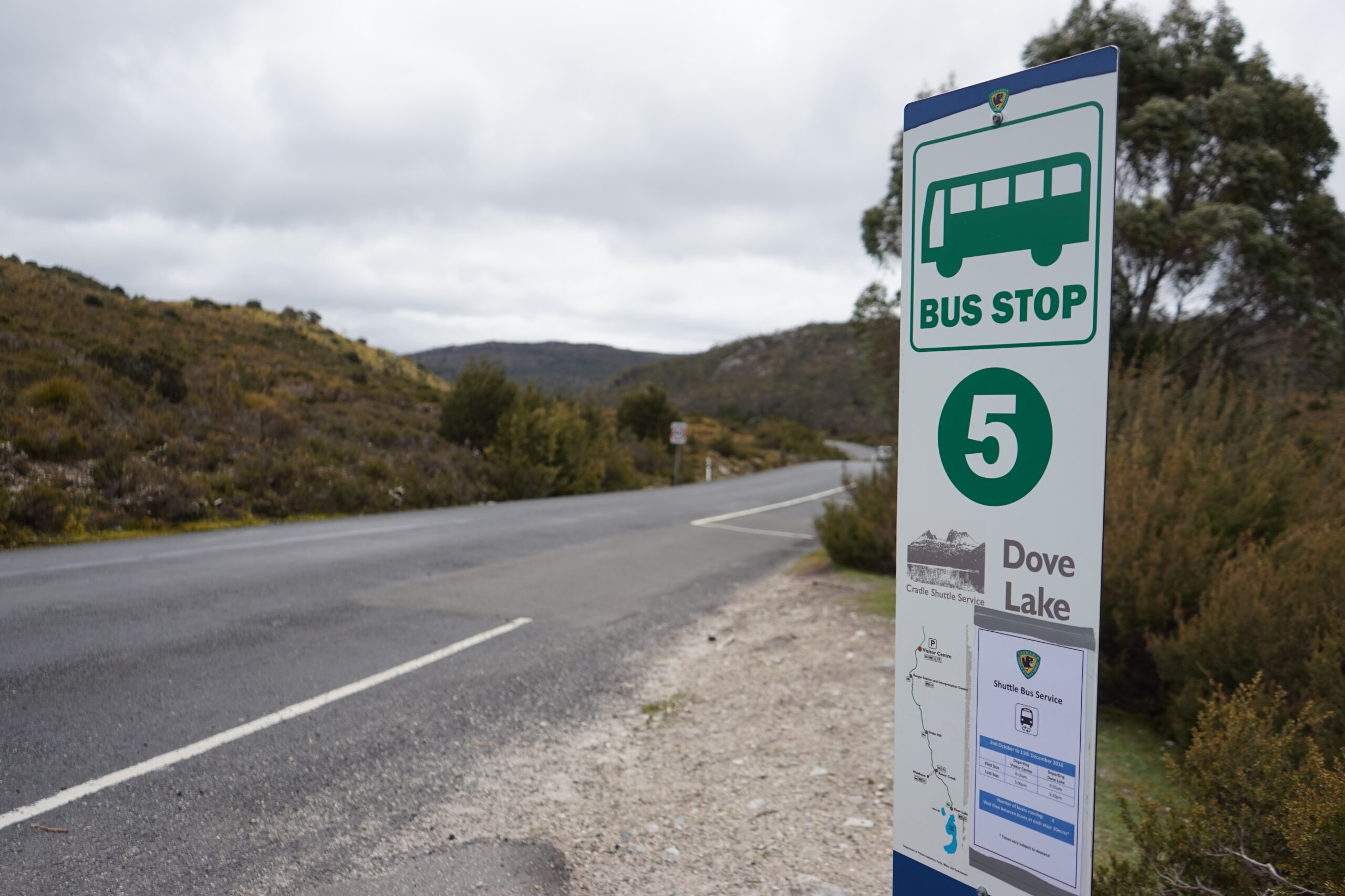 Bus stop 5 Cradle Mt Tasmania