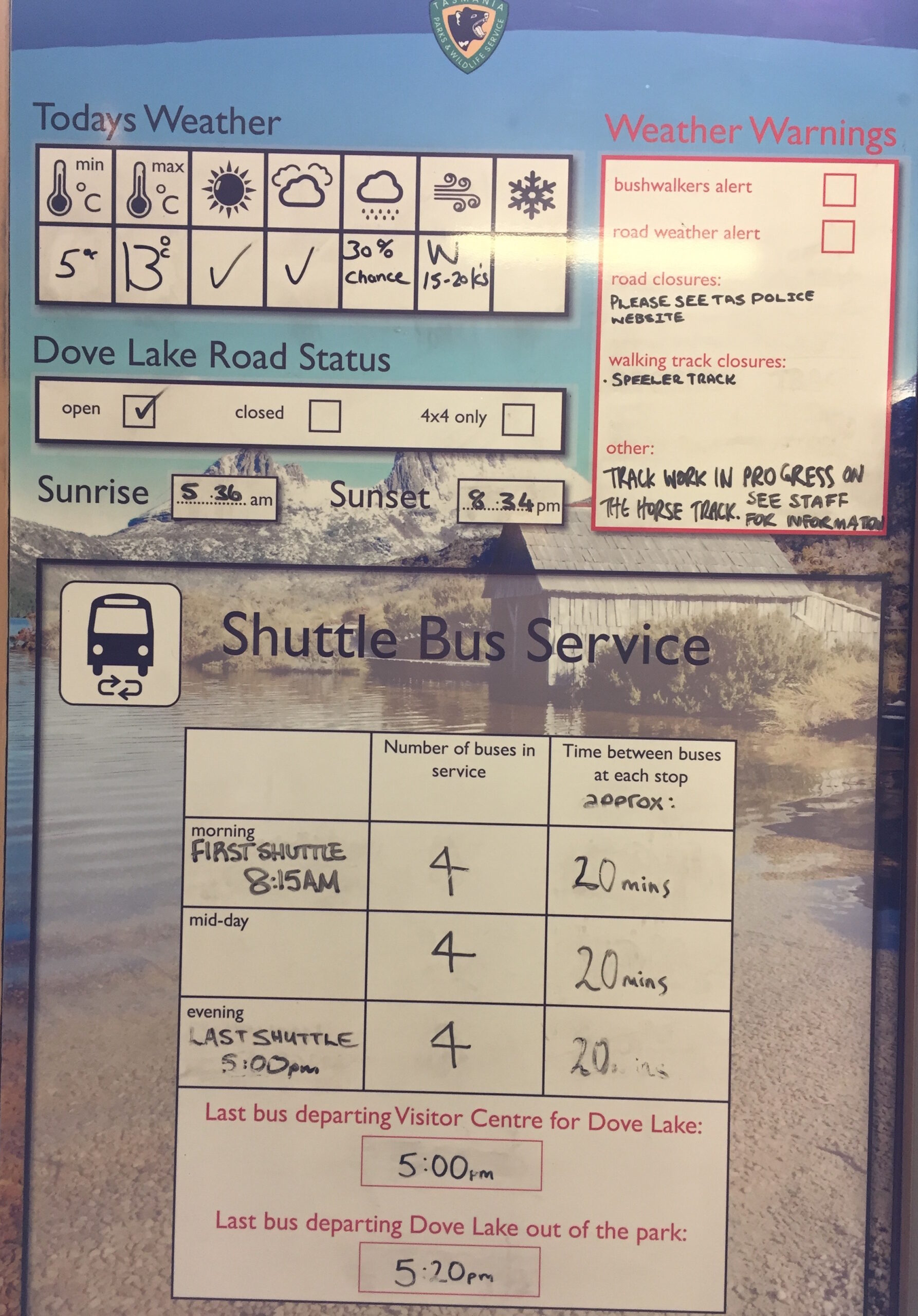 Information Board Cradle Mt