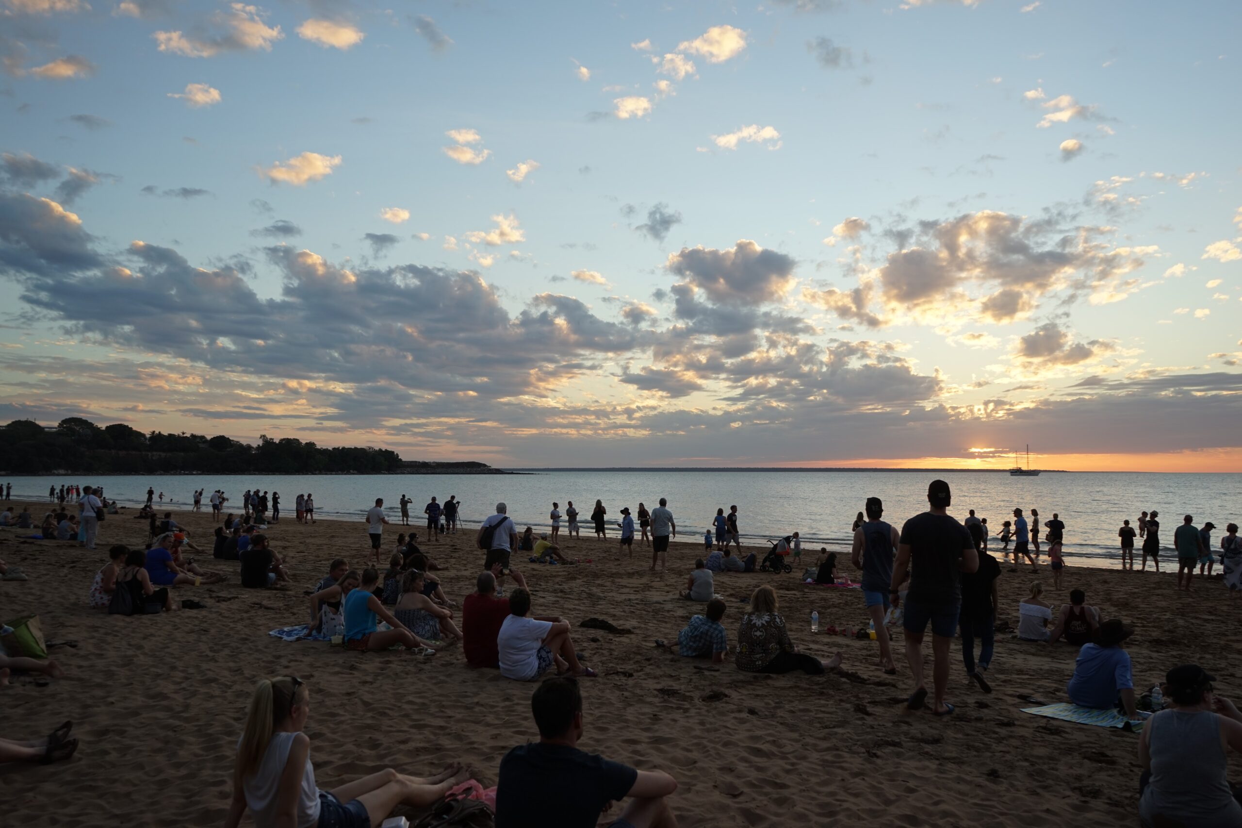 People waiting for Sunset Mindil