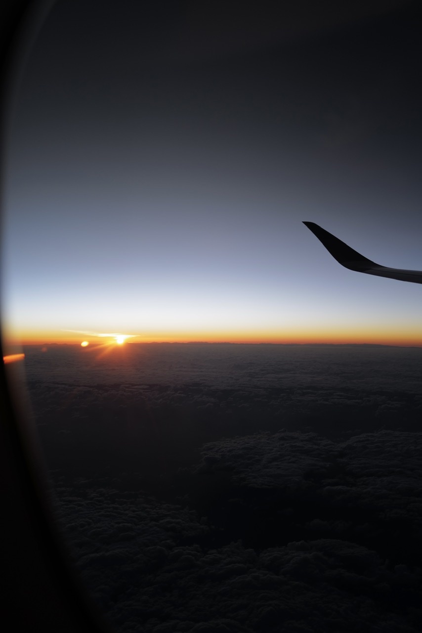 Sunset over cloud from plane